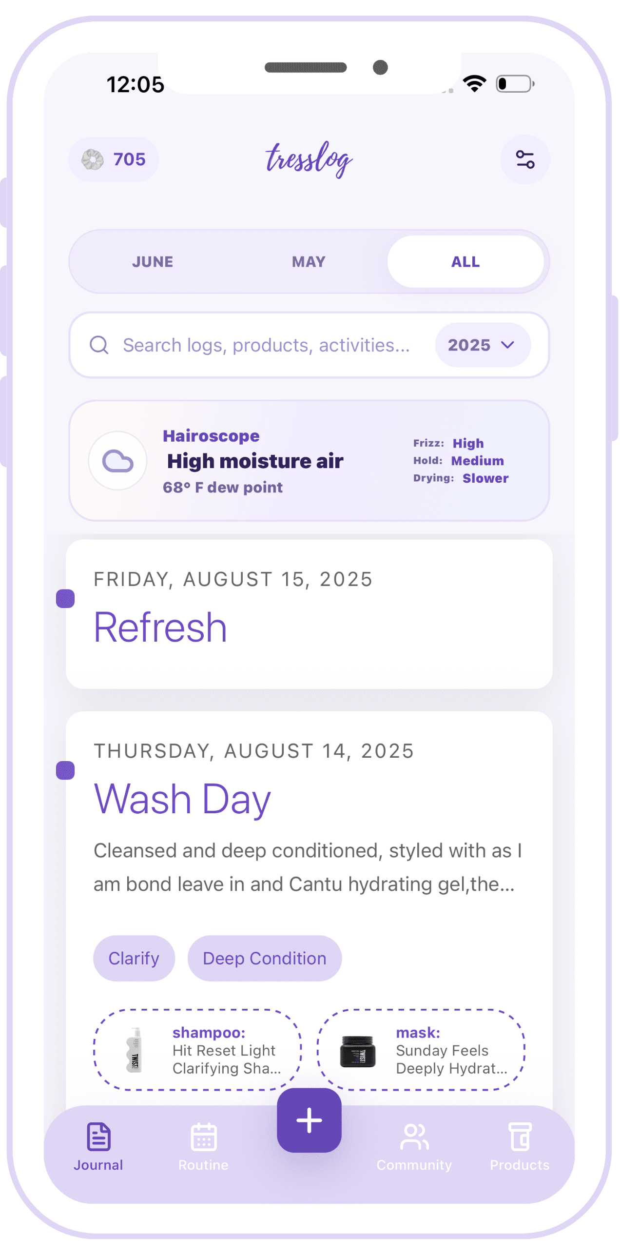 Tresslog app screenshot