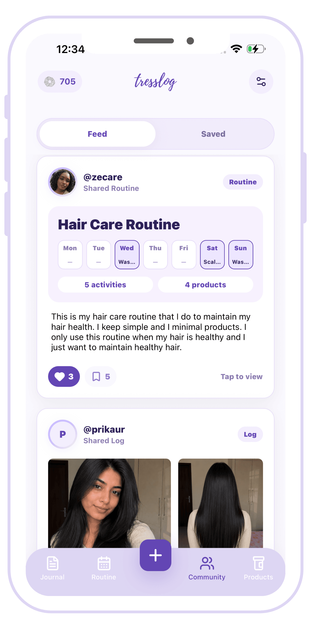 Tresslog app screenshot